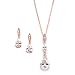 Mariell 14K Rose Gold Plated Teardrop CZ Wedding Necklace and Earrings Set for Bridal or Bridesmaids