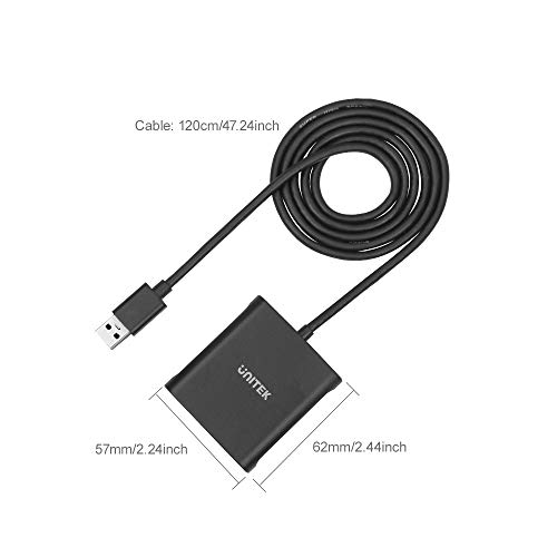 UNITEK USB Card Reader 3-Slot USB 3.0 Compact Flash Card Reader, Read 3 Cards Simultaneously, Aluminum Memory Card Adapter CF, TF, SDXC, SDHC, SD, Micro SDXC, Micro SD, Micro SDHC- 4FT (Black) - Image 8