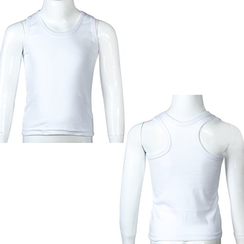 Coobey 5 Pack Toddler Kids Cotton Tank Top Undershirts Boys Girls Soft Undershirt Tees (2-3T, White)