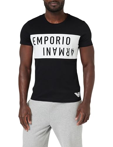 Emporio Armani Bold Logo Crew Neck T-Shirt Hombre, Multicolor (Black/White), S