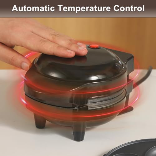 UVFAST Mini Waffles Maker with 6 Removable Plates, 3 in 1 Small Waffle Maker Mini- Waffle, Heart Waffle, Donut, 4.5\" Non Stick Waffle Iron for Kids and Families, Black