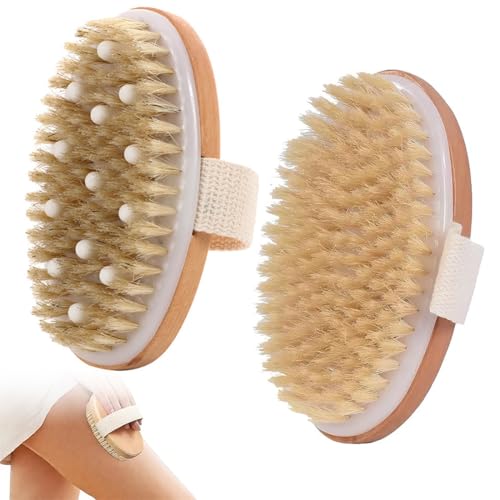 LACHT 2 PCS Brosse de Massage à Sec Anti-Cellulite & Anti-Vergetures | Brosse Drainage Lymphatique Exfoliante Corps | Élimine la Peau d’Orange, Réduit les Vergetures, Améliore la Circulation
