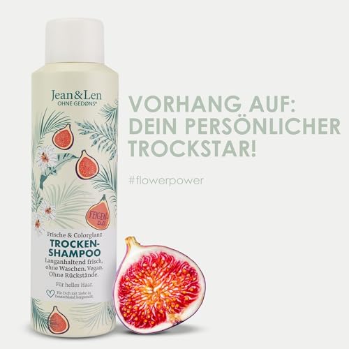 Jean & Len Trockenshampoo Frische & Colorglanz für helles Haar, kein fettiger Ansatz, keine Produktrückstände, duftet fruchtig frisch nach Feige, mit UV-Filter, ohne Parabene & Silikone, vegan, 200 ml