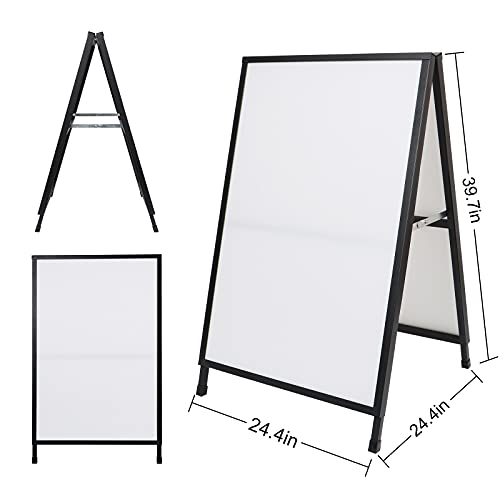 Gootue Heavy Duty Slide-In Folding A-Frame Sidewalk Sign 24X36 Inch Black Coated Steel Metal Double-Sided #TOP3