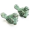 Sungmor cast iron desktop ornament graceful hollow carved birds sculpture home decoration decorative lovely animal figurine indoor outdoor statues 2pc pack green color  urban country home decor