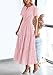 PRETTYGARDEN Womens 2025 Summer Maxi Dress Short Sleeve V Neck Hollow Out Eyelet A Line Long Flowy Beach Vacation Dresses (Pink,Medium)