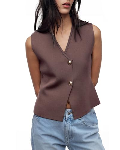 Sweater Vest Women Vest Tops Button Down Sleeveless Cute Vest 2025 Summer Spring Work Business Casual Outfits