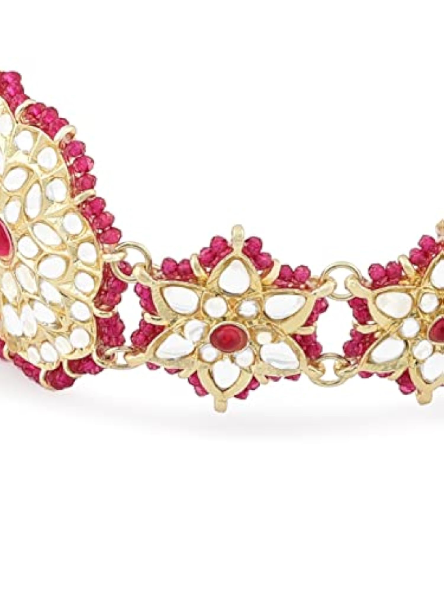 Crystal Beaded Ethnic Kundan Choker Necklace Earring & Ring Set