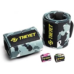 Barra De 1 Pulgada Gym THEYET Muñequeras Deportivas Gym (1 par) Camo para Cross Training y Fitness | Hombre y Mujer | Protecciones de Muñecas Powerlifting Calistenia Halterofilia Crossfit Barras | Wrist Wraps (Gris)