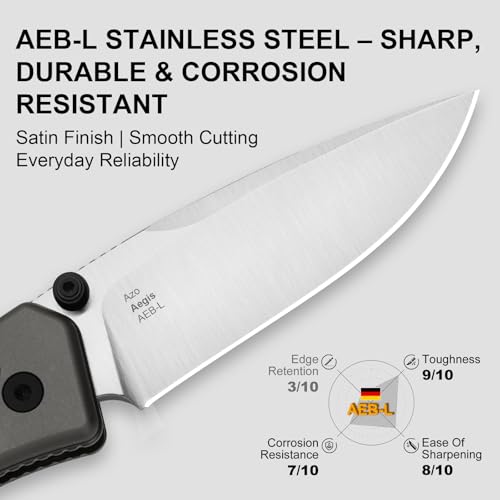 Image of Kizer Aegis EDC Pocket Knife, 2.8 inch AEB-L Steel Drop Point Folding Knife
