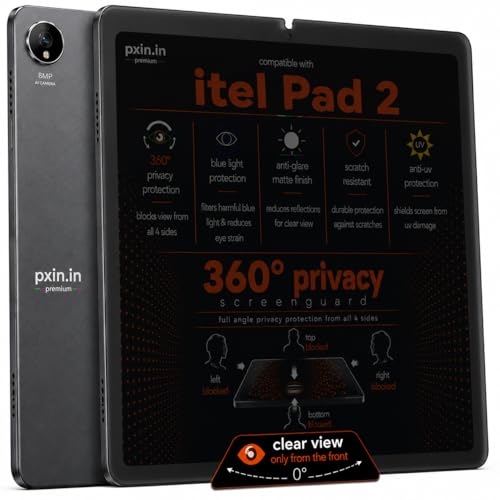 Image of Pxin 360 Pro Privacy Screen guard compatible with itel Pad 2 | Anti Glare | Anti UV | Anti Blue | Anti Reflection | Privacy Filter | Unbreakable Build