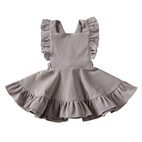 Image of Karuedoo Baby Girls Velvet Suspender Skirt Infant Toddler Ruffled Casual Strap Sundress Summer Outfit Clothes