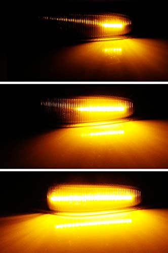 Ijdmtoy Smoked Sequential Blink Amber Led Side Marker Light Assembly Compatible With Mitsubishi Lancer Evo X Mirage Outlander Sport, Powered By 36-Smd Led, Replace Oem Sidemarkers #TOP3