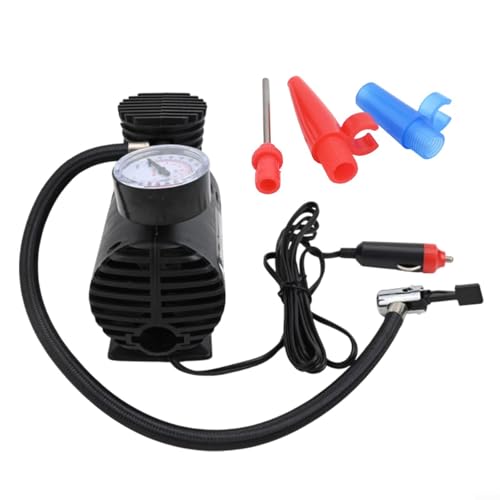 Gonfleur de pneu de voiture 12 V Compresseur d'air électrique 300 PSI Pompe à pneus portable avec plusieurs buses pour voitures, motos, camions et équipements de sport