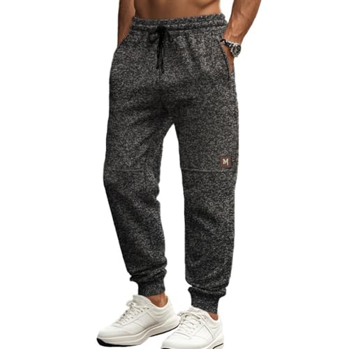 Tobysper Pantalones de invierno para hombre, pantalones de chándal gruesos, pantalones de chándal cálidos de forro polar con forro de felpa, pantalones de deporte, pantalones de ocio, pantalones