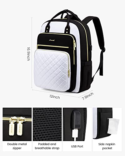 Image of LOVEVOOK Laptop Backpack for Women, Lightweight Casual Daypacks, 15.6in Laptop, USB Port, Oxford Cloth, Ergonomic Shoulder Straps, 18 Pockets, 12-Month Free Return