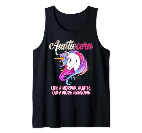 Auntiecorn Feliz Día de la Madre Amante del Unicornio Orgulloso Tía Camiseta sin Mangas