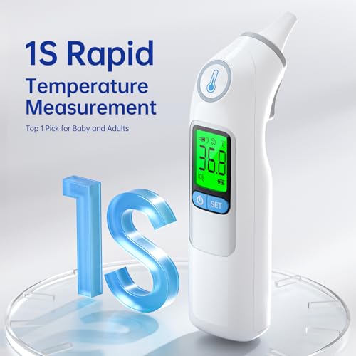 Ohrthermometer, Ohr Fieberthermometer für Baby Erwachsene, digitales infrarot-Thermometer mit 24...