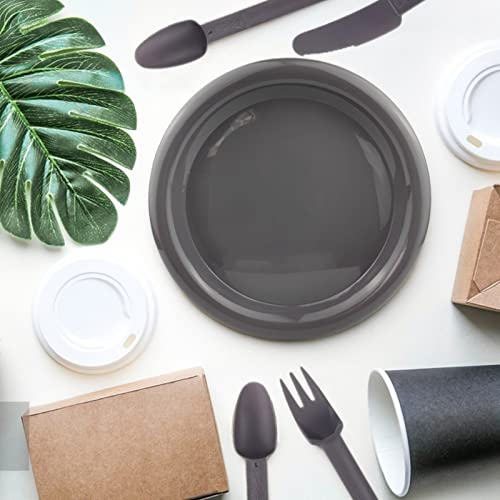 16 Piece Plastic Plates,Ultra-Durable 10 Inch Dinnerware Plates In Grey,Dishes Set,Reusable Camping Plates With Knives,Forks And Spoons,Bpa-Free,Microwave And Dishwasher Safe (Grey) #TOP1
