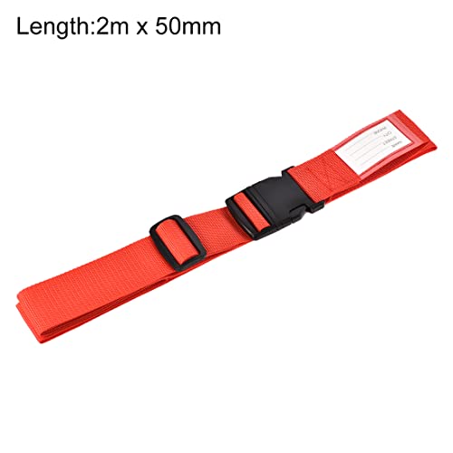Image of uxcell Luggage Straps Suitcase Belts with Buckle Label, 2x78 2Mx5cm Adjustable PP Travel Bag Packing Accessories, Red 4Pcs