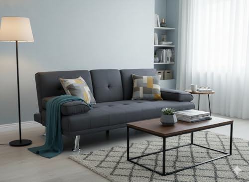 Sofá cama clic-clac MUEBLIX.COM Canos de 3 plazas con mesa abatible gris 8