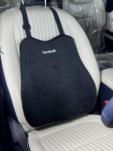 Image of Memory Foam Car Seat Back Support, Orthopedic Lumbar Back Rest for Back Pain Relief, Back Support Pillow for Office ChairCarBack Support Pillow,-Seat Cushion
