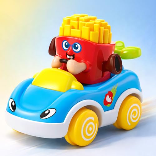 Image of Storio Foodie Toy Car - Mr Chips | Friction Powered Vehicle for 1-3 Year Old Boys & Girls | Push & Go Baby Car Toy | Cartoon Car for Toddlers 12-18 Months | Safe Durable Educational Toy for Kids