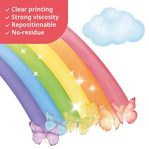DECOWALL SG2-2309 Rainbow Wall Decals Unicorn Rainbow Butterflies Clouds Wall Stickers Baby Nursery Girls Bedroom Living Room Wall Décor - Image 4