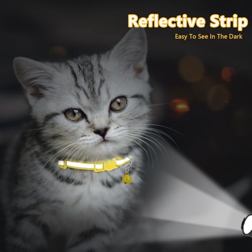 Image of Taglory 2 Pack Cat Collar with Bell, Breakaway Buckle and Reflective Strip | Adjustable 15-20 cm for 2-6 Months Cat, Quick Release Clip, Kitten and Adult Cats, Spare Collar Included, Indoor Outdoor Use