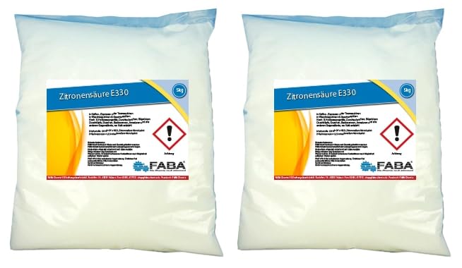FABA Zitronensäure, Entkalker, Reiniger, E330, Acid, lebensmittelqualität 2 x 5 kg im Beutel