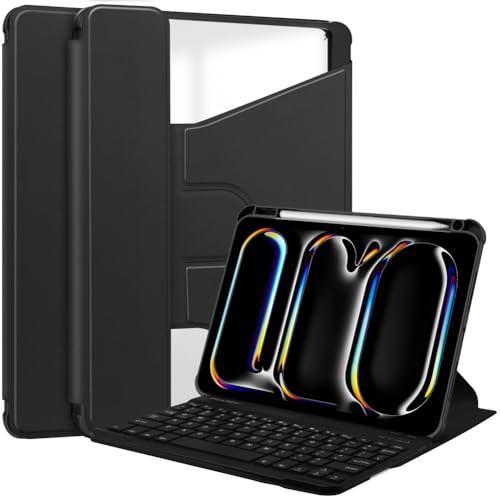 Funda para iPad Pro 13 M4 2024 con teclado negro y tapa de piel BlackFlip