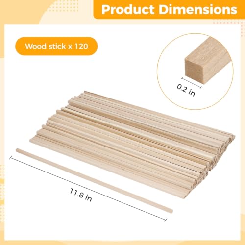 120 Pieces Basswood Sticks, 0.2 x 0.2 x 11.8 in Wood Strips, Hardwood Square Wooden Dowels, Unfinished Wood Strips for Craft DIY Supplies, Model Building, School Projects, Hands On Projects - Image 4