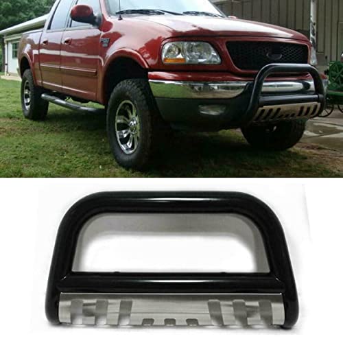 Motoos Bull Bar 3" Brush Push Front Bumper Grill Grille Guard Stainless Steel Black With Skid Plate Compatible With 2003-2020 Ford F-150 Expedition 2003-2014 2018-2020 Lincoln Navigator #TOP4
