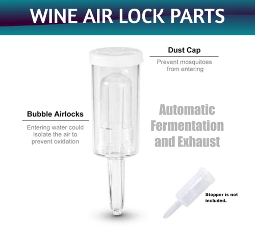 Image of 3-Piece Fermentation Airlock for Home Brewing Tool, Wine, Beer, Kombucha & Kimchi, airlock Fermentation Tube for Wine Making kit (H 12cm x W 3.8cm-Bottle Shape Air Lock, 1Pcs)