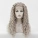 Produktbild QLSGO verrücktes Kleid Silbergrau kleine Rolle Afro verworrene lockige Perücken flauschig Lace Front volle Perücke,Neu Perücke stilvoll schick Haar Wigs für Karneval Cosplay Halloween 24 Zoll