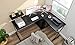 GreenForest L Shaped Desk 58 inch Reversible Corner Computer Desk with Movable Shelf and CPU Stand, Gaming Desk with Sturdy X Leg Space Saving Home Office Workstation Table, Black