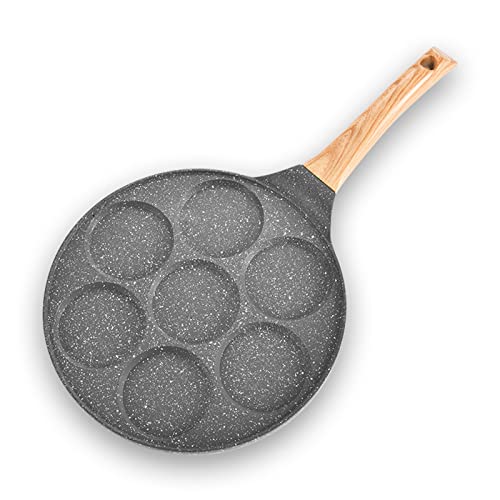 Siedmiootworowa patelnia do jajek sadzonych z nieprzywierającą powierzchnią, patelnia z płaskim dnem, garnek pomocniczy, średnica garnka 26,5 cm