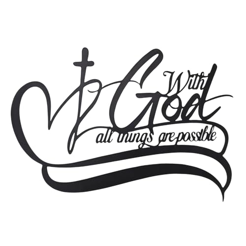 Scripture Metal Wall Art, Black Metal With God All Things