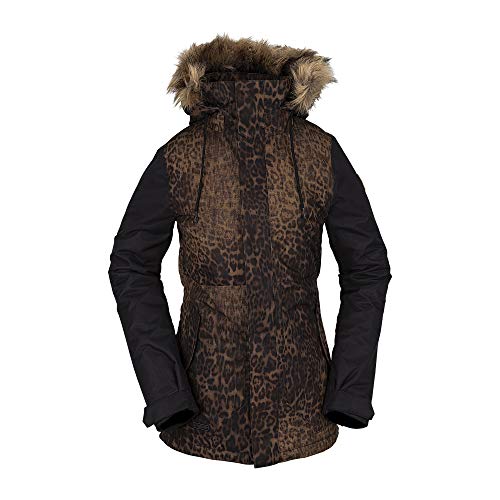 Volcom Women's Fawn Insulated Snowboard Ski Winter Hooded Jacket, BLACK COMBO, S