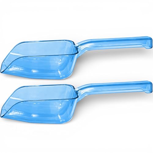 Ice Scoop for Freezer, 2-Count 8 Oz Each, Plastic Ice Scoop for Ice Machine, Small Ice Scoopers for Freezer Bin, Clear Blue