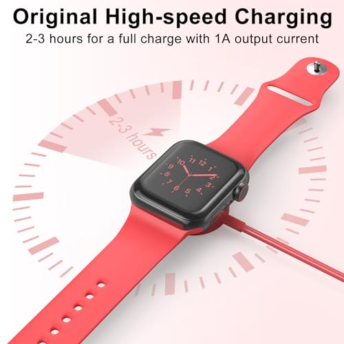 Image of 2Pack Red for Apple Watch Charger USB Magnetic Wireless Fast iWatch Charger Portable Compatible with iWatch Ultra /Series 9 /8 /7 /6 /SE /SE2 /5 /4 /3 /2 /1-[3.3FT]