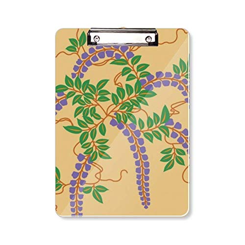 Presse-papiers Violet Fleur Japonaise avec Plaque Dorsale Rigide A4