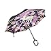 Produktbild Einhorn Floral Mandala inverted Regenschirm Pink Magnolia Blumen doppellagig Reverse Regenschirm winddicht selbststehend UV-Schutz nicht-Auto groß gerade kopfüber Regenschirm C-förmiger Griff für Auto