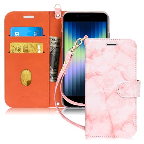 FYY Designed for iPhone SE Case 2022 (3rd Gen) / 2020 (2nd Gen) / 7 / 8 , Luxury PU Leather Wallet Phone Case with Card Holder Flip Kickstand Cover Rose Gold