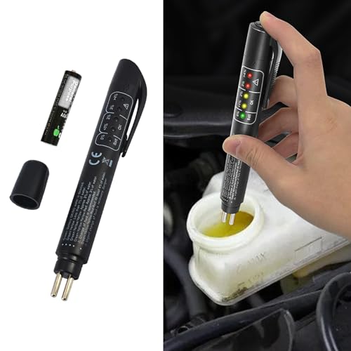 Kutyu Brake Fluid Liquid Tester Pen, Brake Fluid Tester, Auto Brake Diagnostic Testing Tool with 5 LED Indicators, Car Parts Brake Oil Tester Universal for Check Engine DOT3 DOT4 DOT5 Brake Fluid