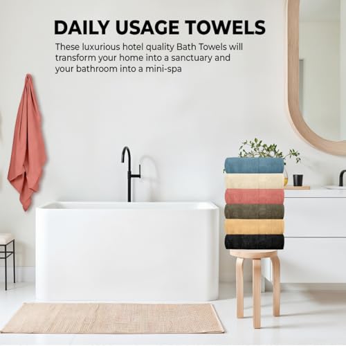 QUBA LINEN Hotel & Spa 100% Cotton Bath Towels Pack of 6, Ultra Soft, Quick Dry, Lightweight, Highly Absorbent, Perfect for Shower, Spa, Gym, Pool, Hotel, Resort & Daily Use (Multi-Color - 24\" x 48\")