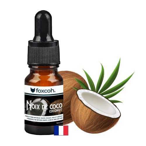 FoxCoh, Noix de coco 10ml, Huile essentielle (Parfum aromatique) - Pipette - Diffusion, Cosmétique, Massage, Bain aromatique - DIY Bougie, Savon, Crème, Huile, Lotion - Peau Cheveux Cover