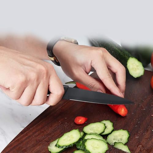 Image of Professional Kitchen Knife Set, 3-Piece Black Chef Knives with Cover Ergonomic Handles Sharp Manual Sharpening for Home Kitchen & Restaurant (Dark Black)