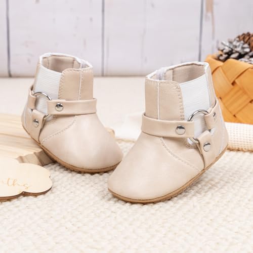 Image of Meckior Baby Girls Cowboy Tassel Boots Side Zipper Moccasins Soft Bottom Non-Slip Toddler Shoe