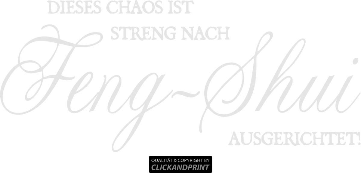 Aufkleber » Dieses Chaos ist streng nach Feng-Shui ausgerichtet, 200x84,5cm, Glasdekor Silber grob (Raureif- und Sandstrahleffekt) • Dekoaufkleber/Autoaufkleber / Sticker/Decal /